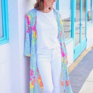 Caroline hill Colorful Floral Long Kimono s/m